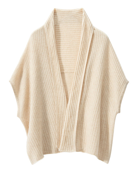 Women Solid Casual Cashmere Knitted Shawl Cardigan