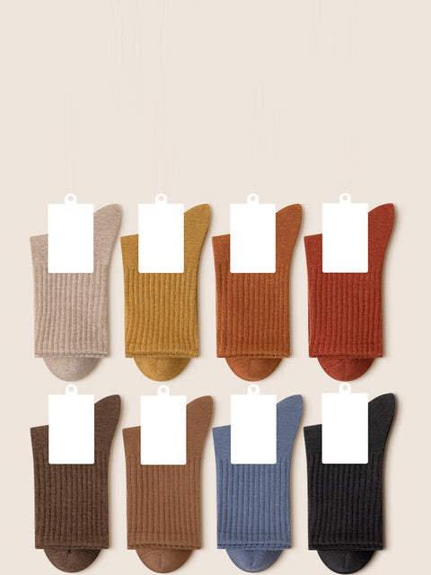 6 Paar Damen-Socken aus solider Baumwolle für den Winter