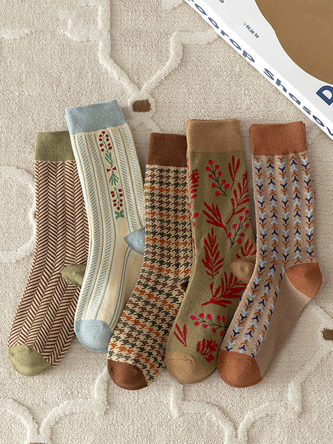 5 Paar warme Vintage-Socken für Damen