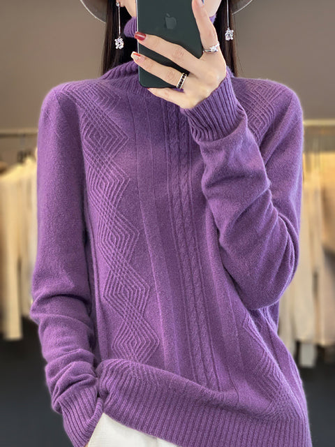 Damen Herbst Lässiger Streifen O-Ausschnitt Wollstrickpullover