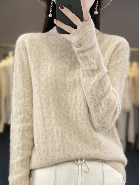 Damen Herbst Lässiger Streifen O-Ausschnitt Wollstrickpullover