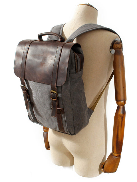 Retro Large Capacity Canvas Leather Backpack