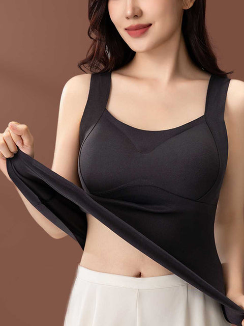 Women Winter Warm With Bra Pad Pure Color Base