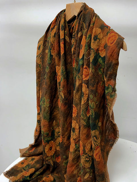 Ethnischer Blumen-Batik-Herbstschal für Damen