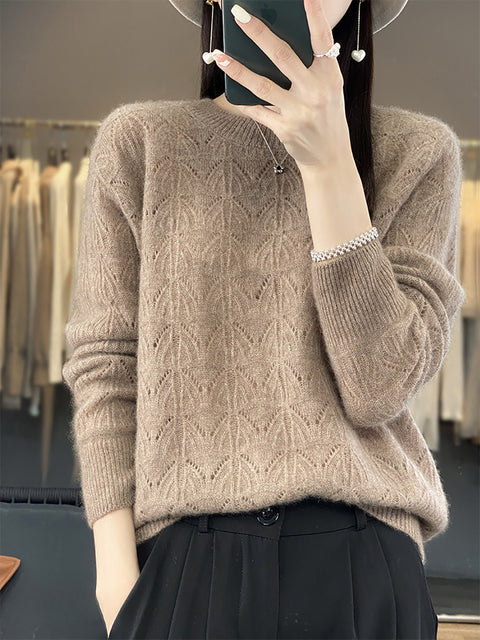 Damen Herbst Lässiger Streifen O-Ausschnitt Wollstrickpullover