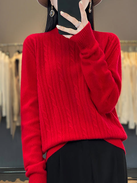 Damen Herbst Lässiger Streifen O-Ausschnitt Wollstrickpullover