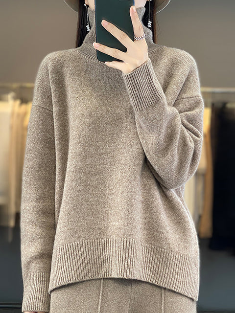 Damen Herbst Lässiger Streifen O-Ausschnitt Wollstrickpullover