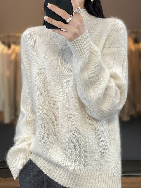 Damen Herbst Lässiger Streifen O-Ausschnitt Wollstrickpullover