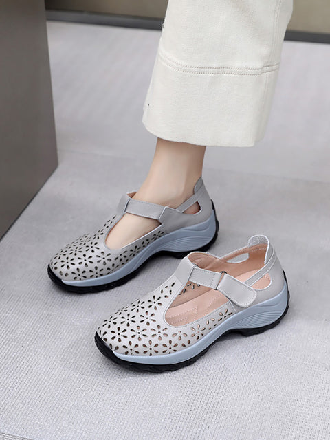 Damen Sommerschuhe aus massivem Leder mit Cut-Outs