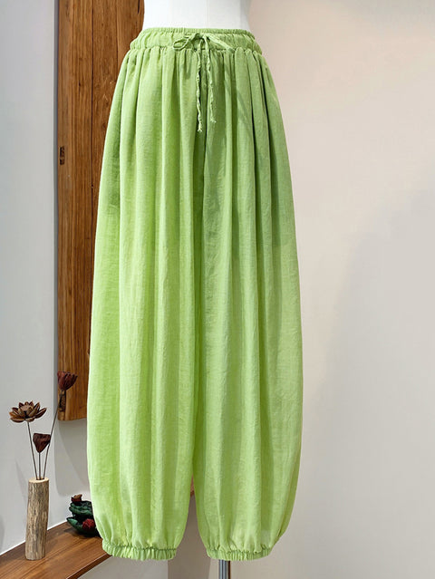 Women Spring Pure Color Linen Harem Pants