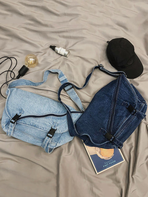 Damen Vintage Denim Umhängetasche mit großem Fassungsvermögen