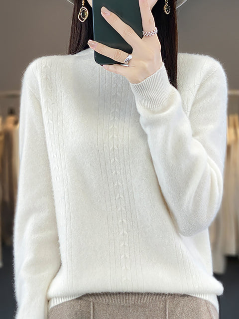 Damen Herbst Lässiger Streifen O-Ausschnitt Wollstrickpullover