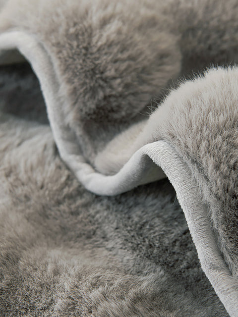 Solid Rabbit Wool Queen Bedcover Sofa Blanket