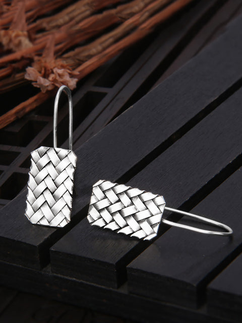 Women Vintage S925Sliver Knitted Ethnic Earrings