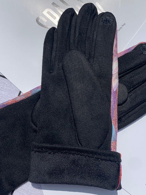 Warme Outdoor-Handschuhe mit modischem Aufdruck für Damen