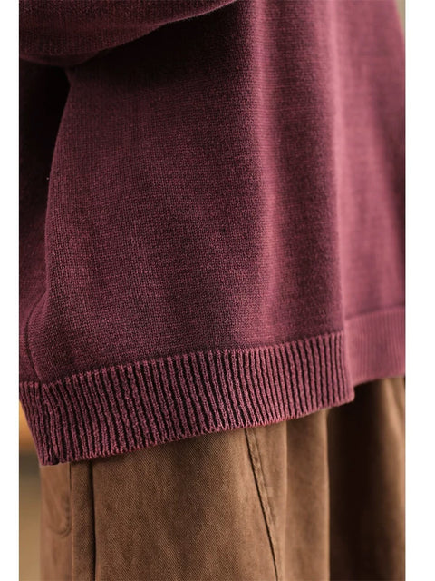 Damen Herbst Lässiger O-Ausschnitt Reine Farbe Strickpullover