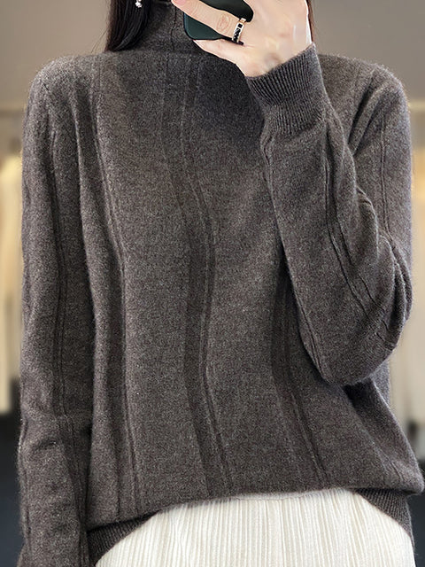 Damen Herbst Lässiger Streifen O-Ausschnitt Wollstrickpullover