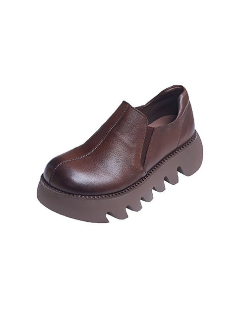 Damen Vintage Plateauschuhe aus weichem Echtleder