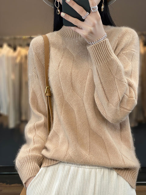 Damen Herbst Lässiger Streifen O-Ausschnitt Wollstrickpullover