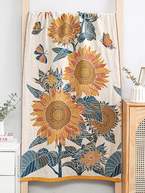 Badetuch aus 100 % Sonnenblumen-Jacquard-Baumwolle