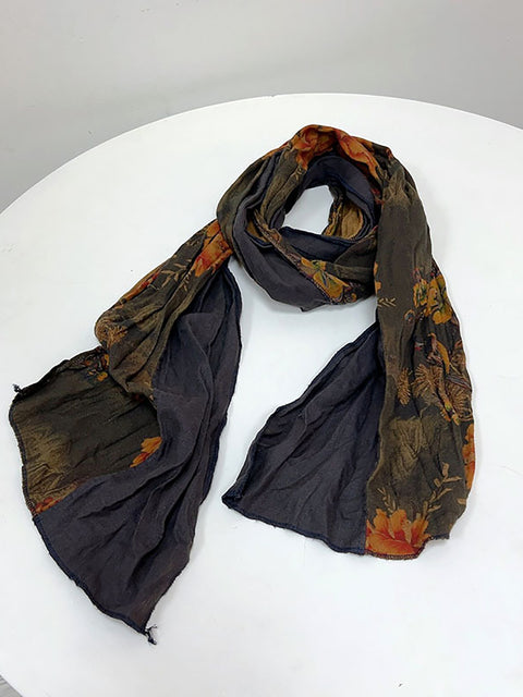 Ethnischer Blumen-Batik-Herbstschal für Damen