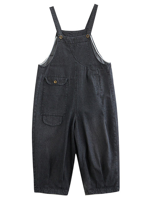 Damen Sommer Einfarbig Lässig Lose Denim Overalls