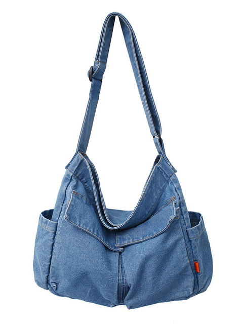 Damen Vintage Solid Denim Große Kapazität Tasche