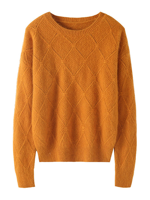 Damen Herbst Lässiger Streifen O-Ausschnitt Wollstrickpullover