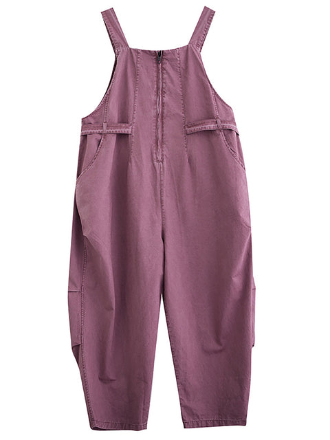 Frauen Herbst Vintage Reißverschluss Beiläufige Lose Feste Overalls