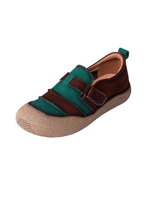 Damen Sommer Leder Colorblock Flache Schuhe