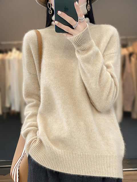 Damen Herbst Lässiger Streifen O-Ausschnitt Wollstrickpullover