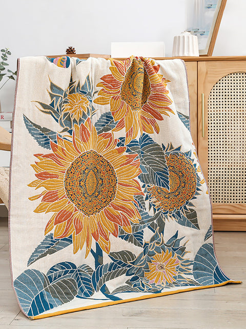 Badetuch aus 100 % Sonnenblumen-Jacquard-Baumwolle