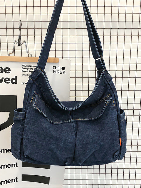 Damen Vintage Solid Denim Große Kapazität Tasche