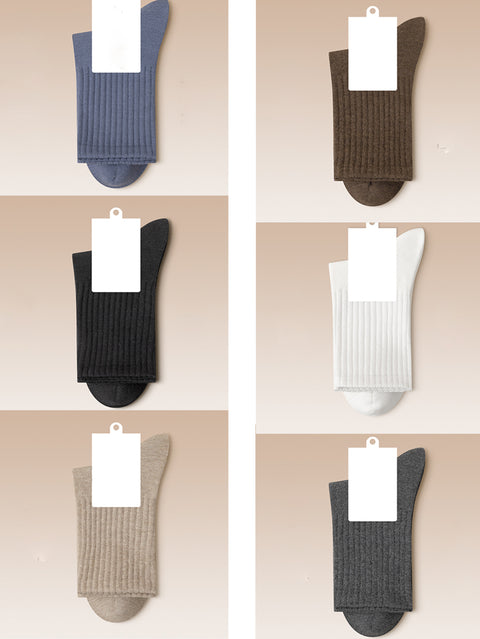 6 Paar Damen-Socken aus solider Baumwolle für den Winter