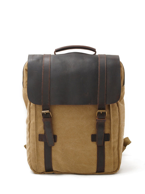 Retro Large Capacity Canvas Leather Backpack