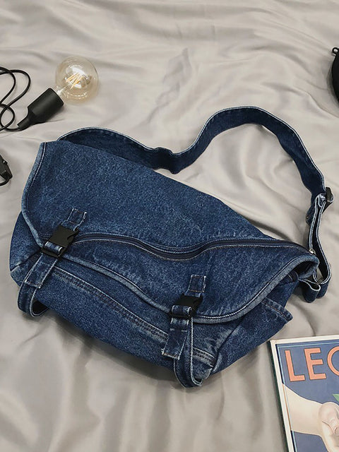 Damen Vintage Denim Umhängetasche mit großem Fassungsvermögen