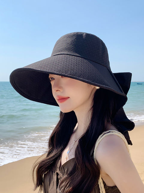 Women Casual Summer Sunproof Bowknot Shawl Hat