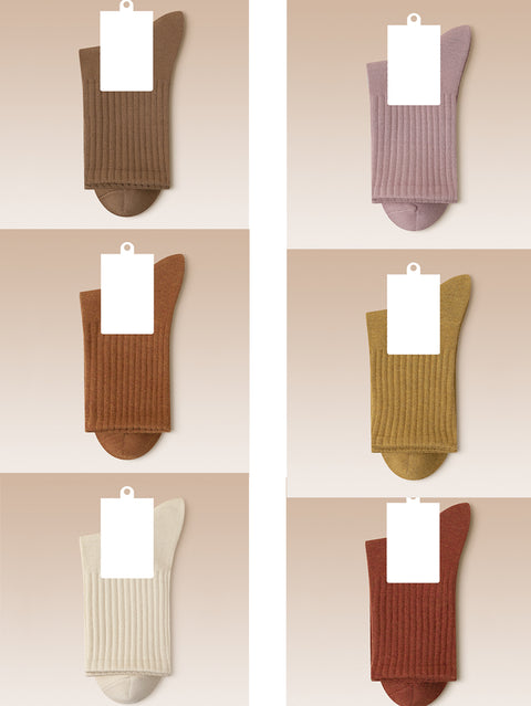 6 Paar Damen-Socken aus solider Baumwolle für den Winter