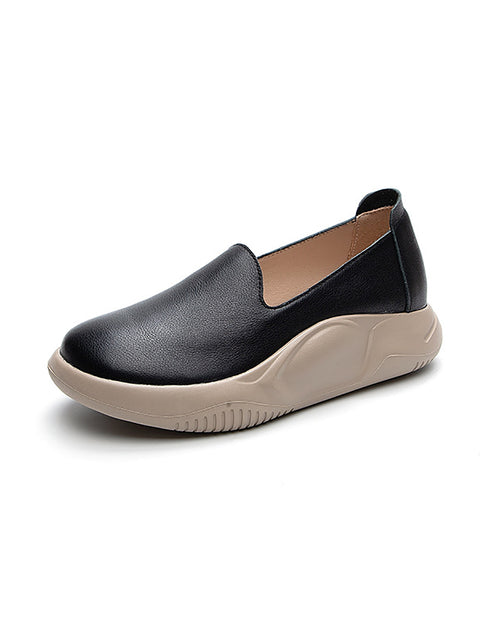 Damen Sommer Casual Echtleder Plateauschuhe