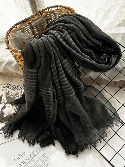 Women Artsy Stripe Raw-edge Shawl Scarf