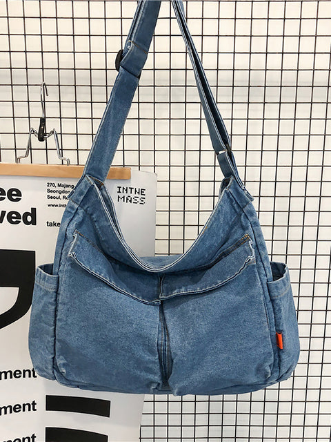 Damen Vintage Solid Denim Große Kapazität Tasche