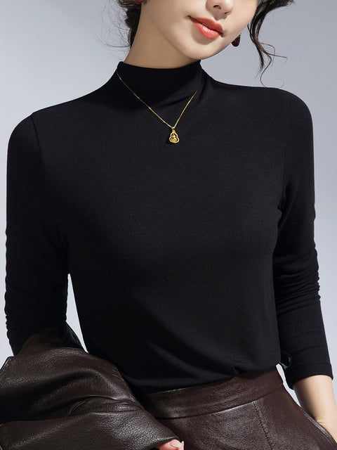 Women Spring Half-Turtleneck Bottom Blouse