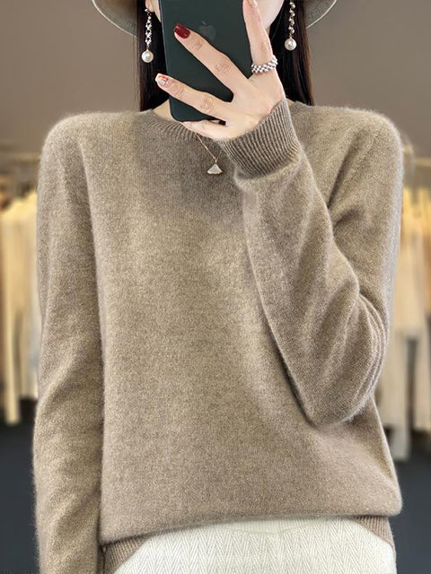 Damen Herbst Lässiger Streifen O-Ausschnitt Wollstrickpullover