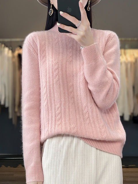 Damen Herbst Lässiger Streifen O-Ausschnitt Wollstrickpullover