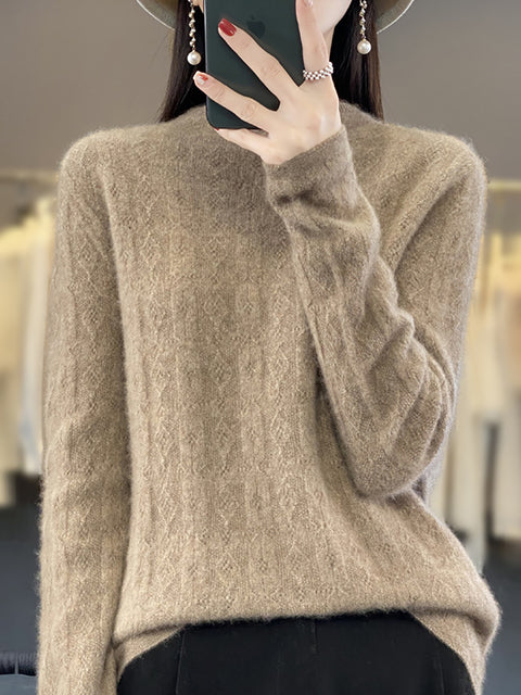 Damen Herbst Lässiger Streifen O-Ausschnitt Wollstrickpullover