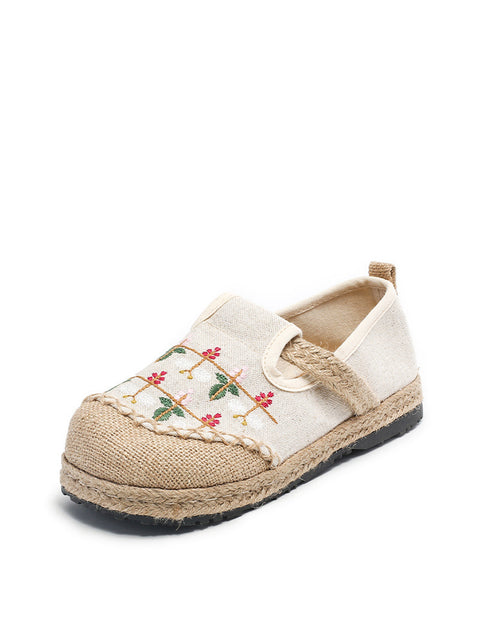 Damen Frühling Baumwolle Leinen Stickerei Schuhe