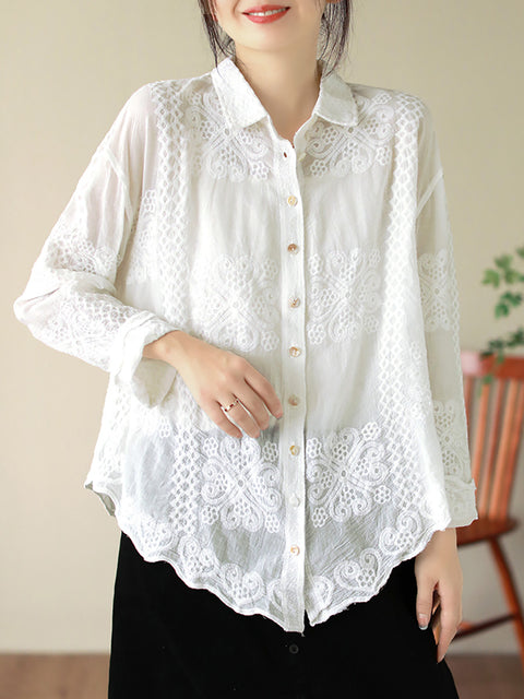 Women Summer Artsy Embroidery Shirt