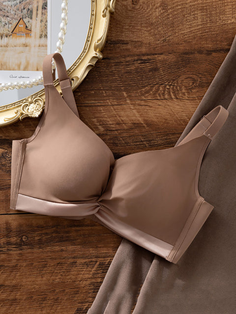 Lässiger nahtloser Satin-BH in reiner Farbe für Damen