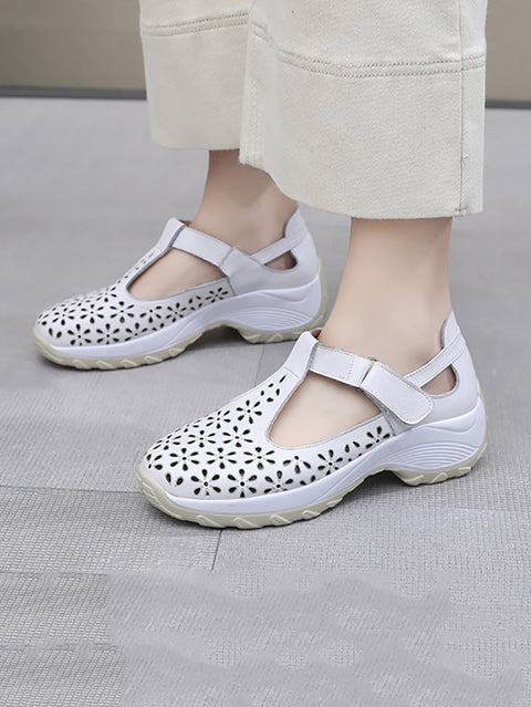 Damen Sommerschuhe aus massivem Leder mit Cut-Outs