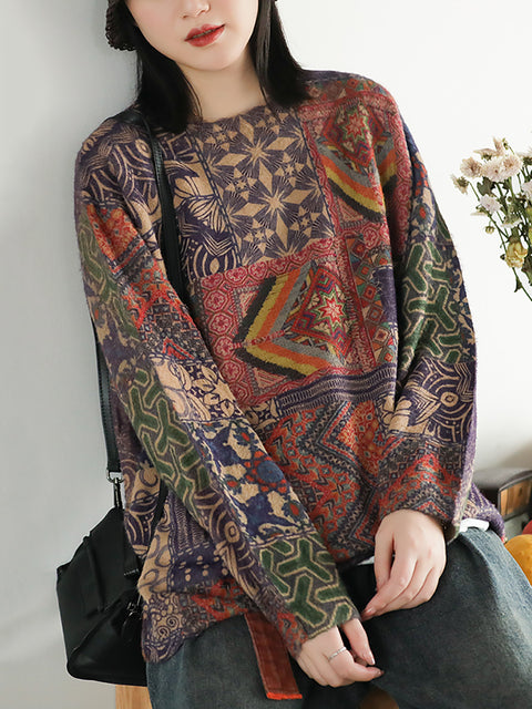 Weicher, bequemer, warmer Pullover mit Blumenmuster